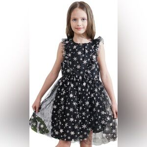 Elegant Starry Black Kids Dress